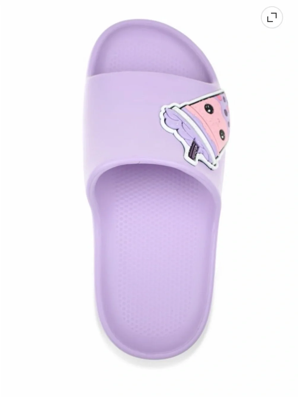 Kids Lavender Slide Sandals with Fun Boba Drink Patch
